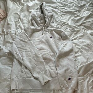 All white champion hoodie - size medium